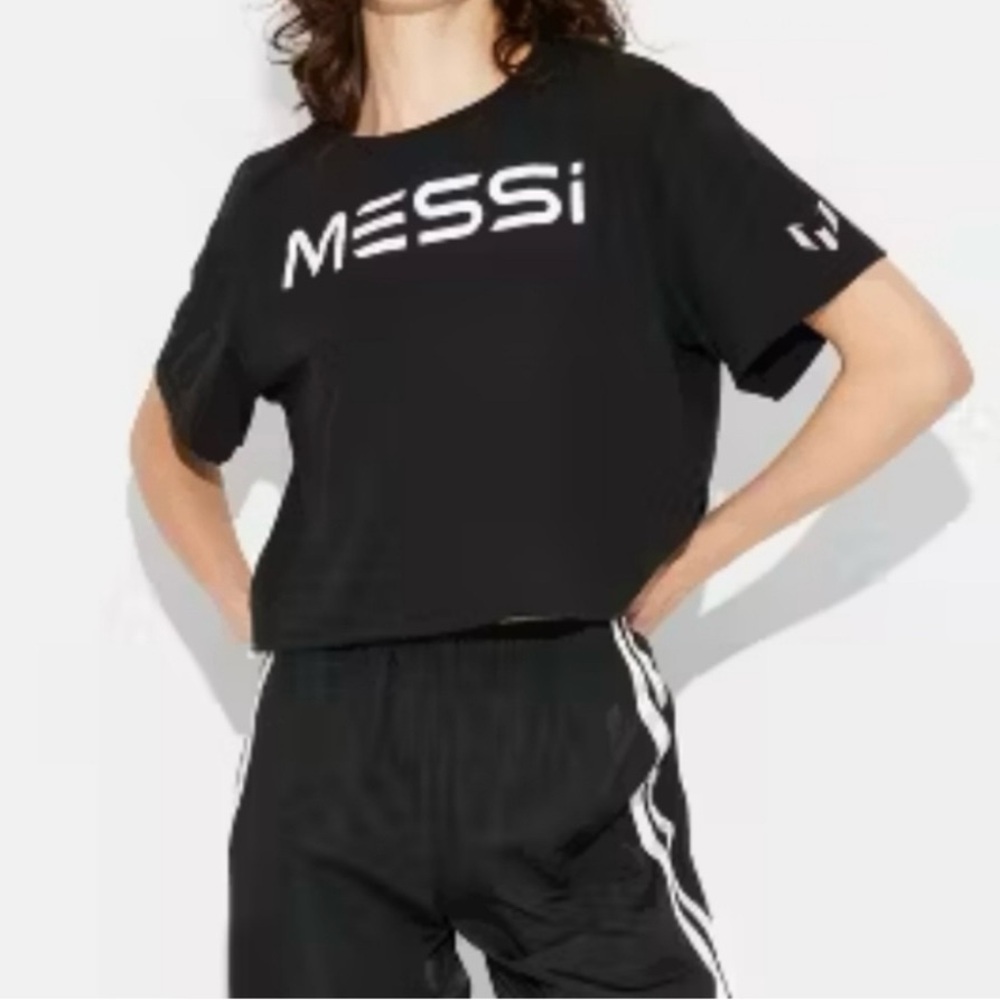 Messi Miami #10 Cropped T Shirt, Black and Pink, Women’s Size XS